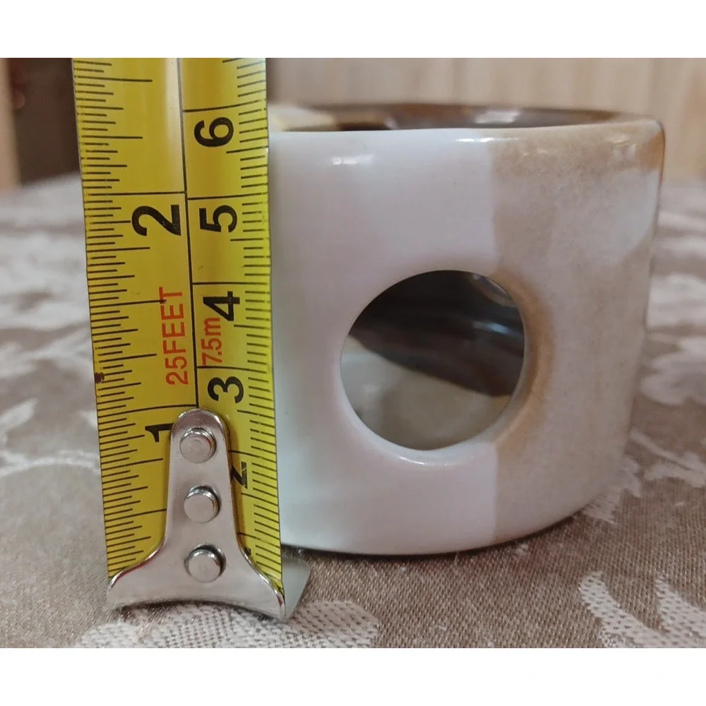 VTG Enterprise Glazed Brown Pottery Ceramic Wax Melt Warmer Tea Light Holder 2x3